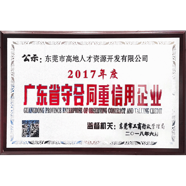 2017年度广东省守合同重信用企业